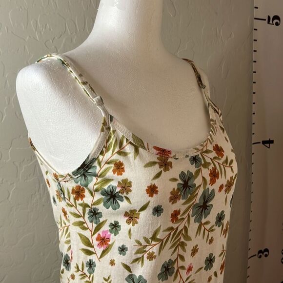 Divine Diva floral print sleeveless top adjustable straps blues & greens SZ S - Picture 5 of 9
